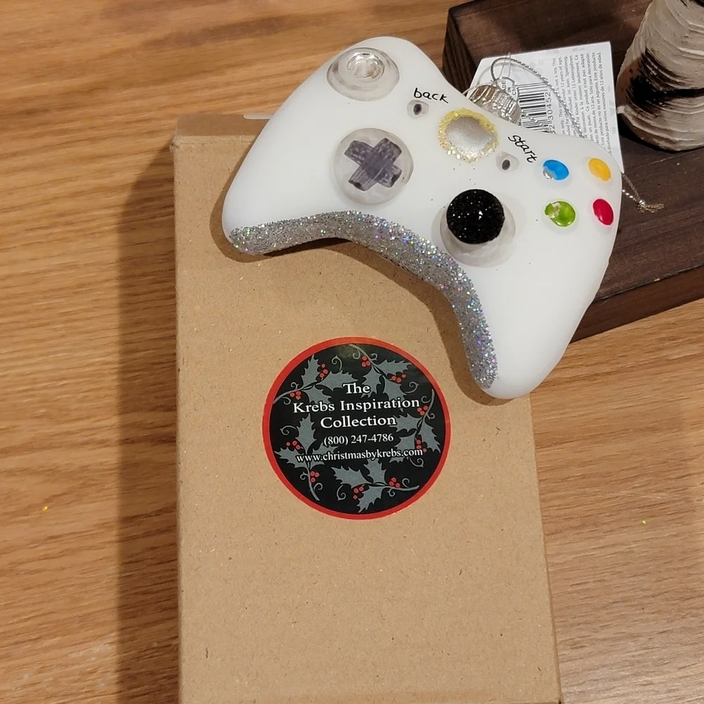 Christmas by Krebs White and Black Video Glass Game Controller Ornament